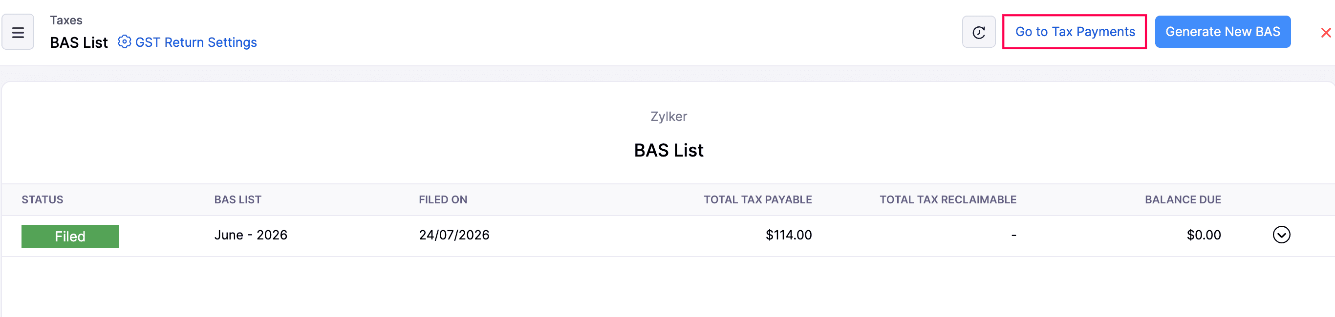 View Tax Payment