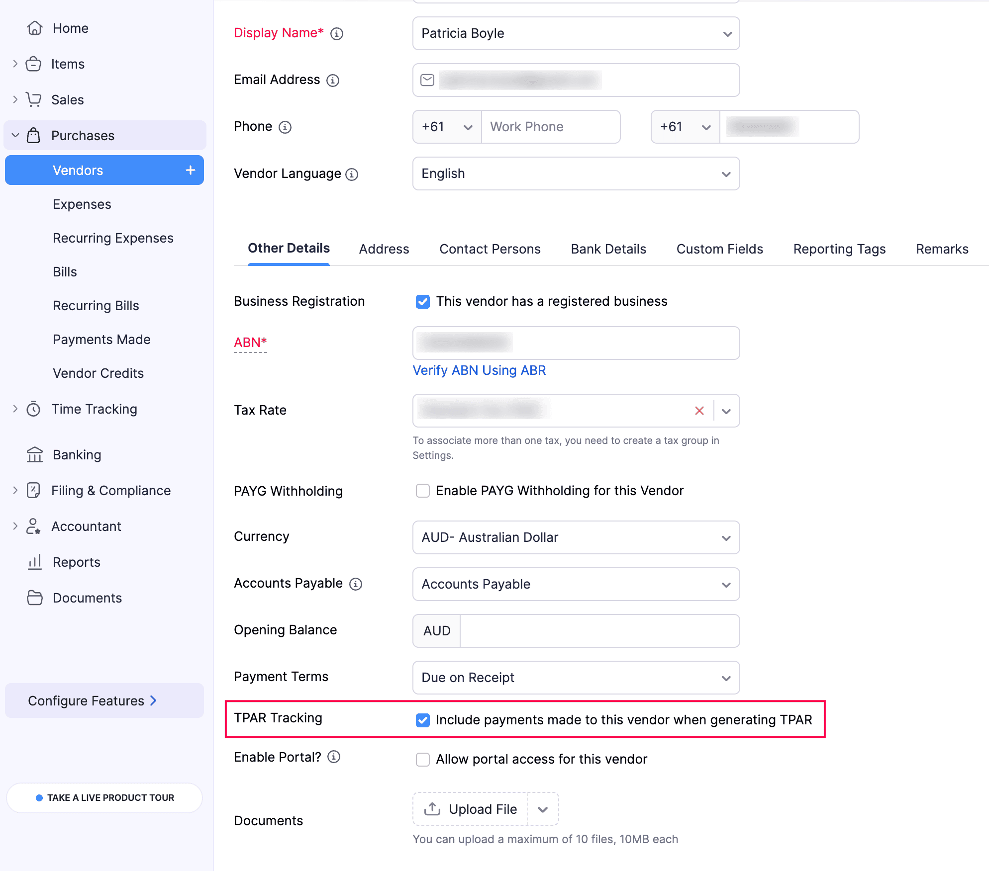 Enable TPAR For Vendors