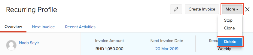 Delete Invoice