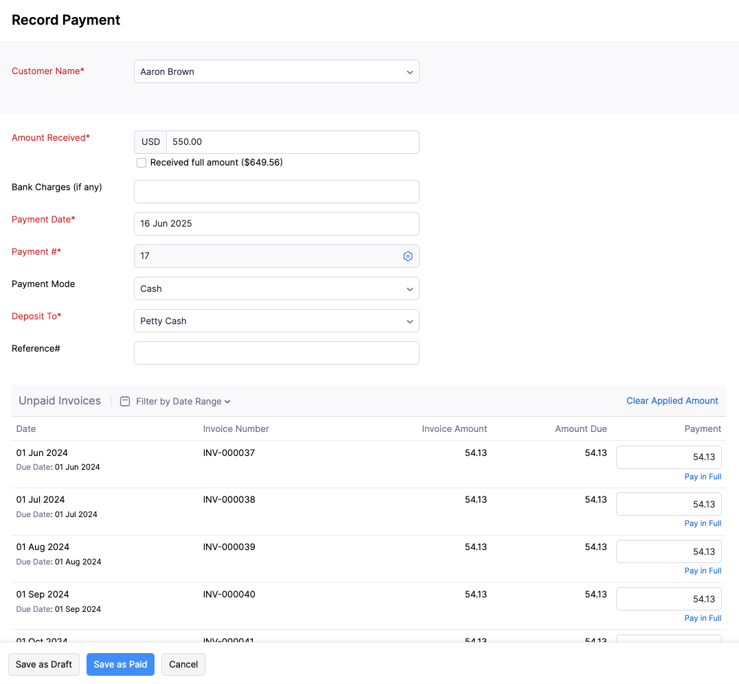 Record Payment