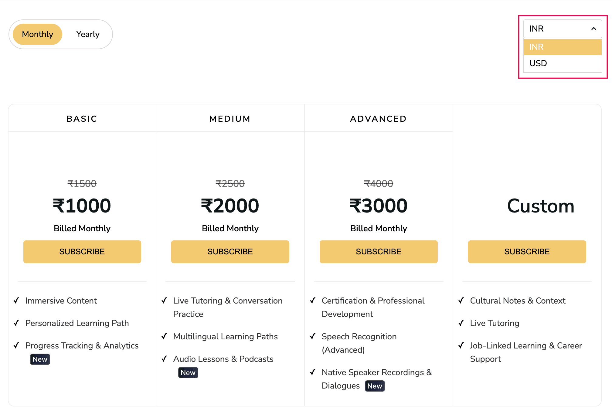 Currency Dropdown