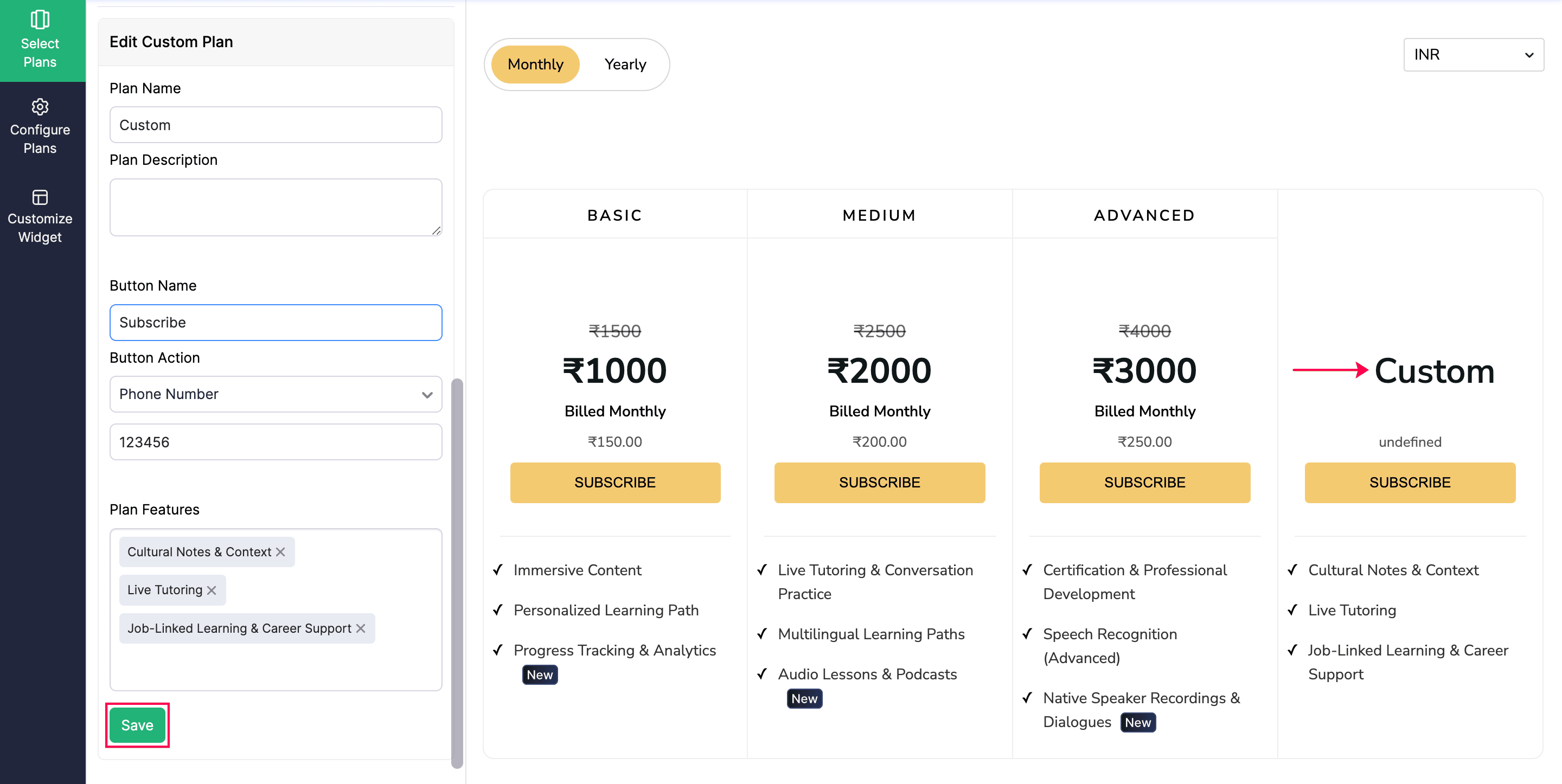 Custom Plans