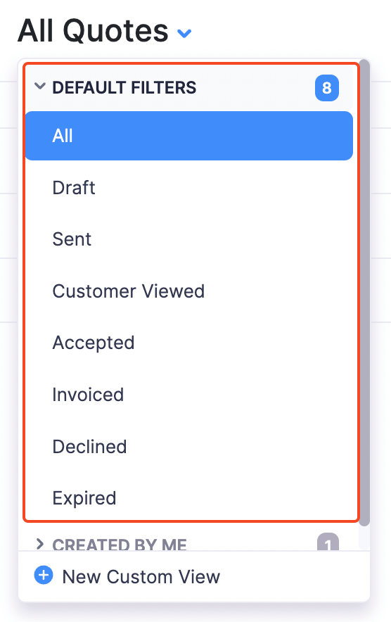 Quotes - Default Filters
