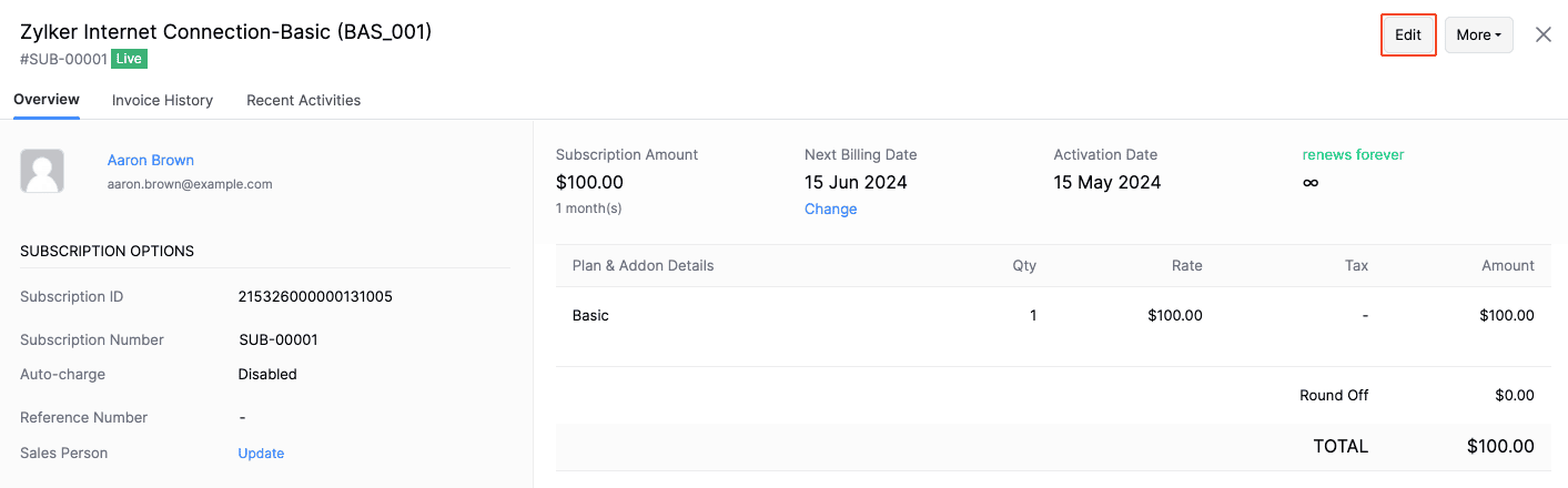 Edit Subscription