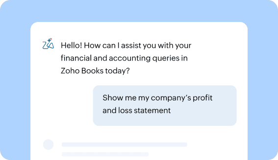 AI assistant in Zoho Books for financial and accounting queries