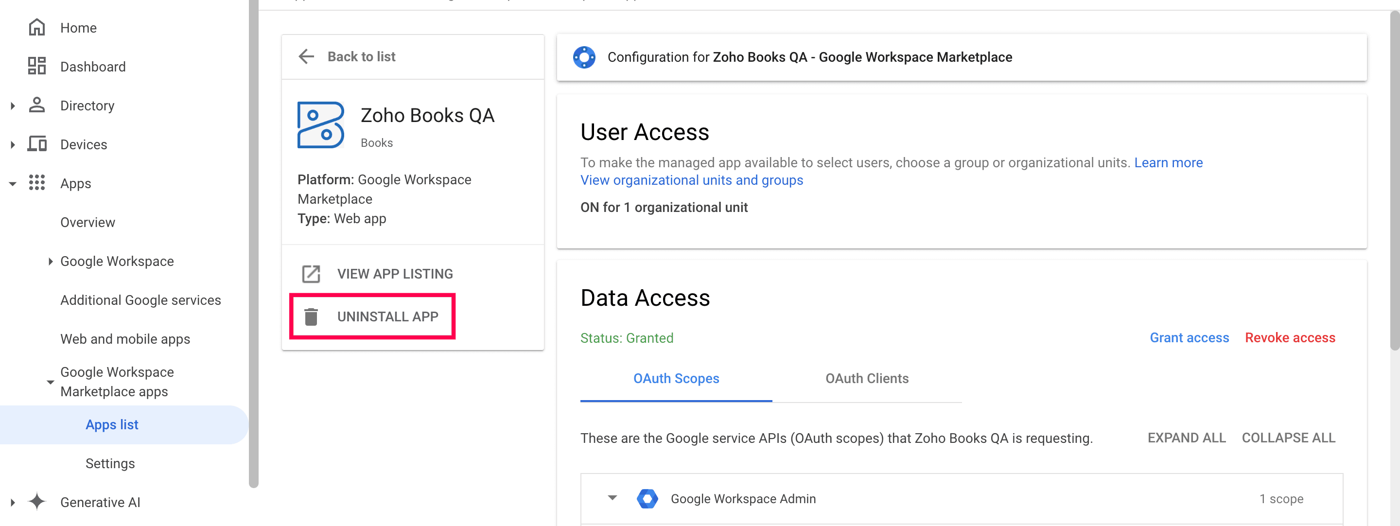 Uninstall Page