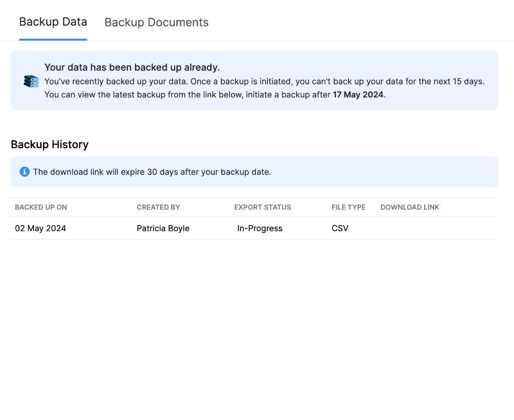 Backup History
