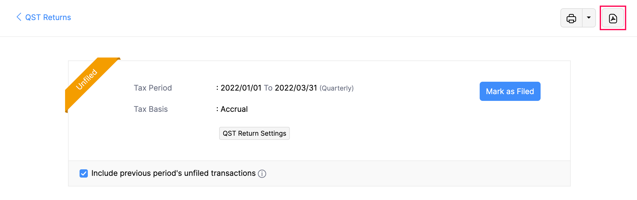 Export Tax Return