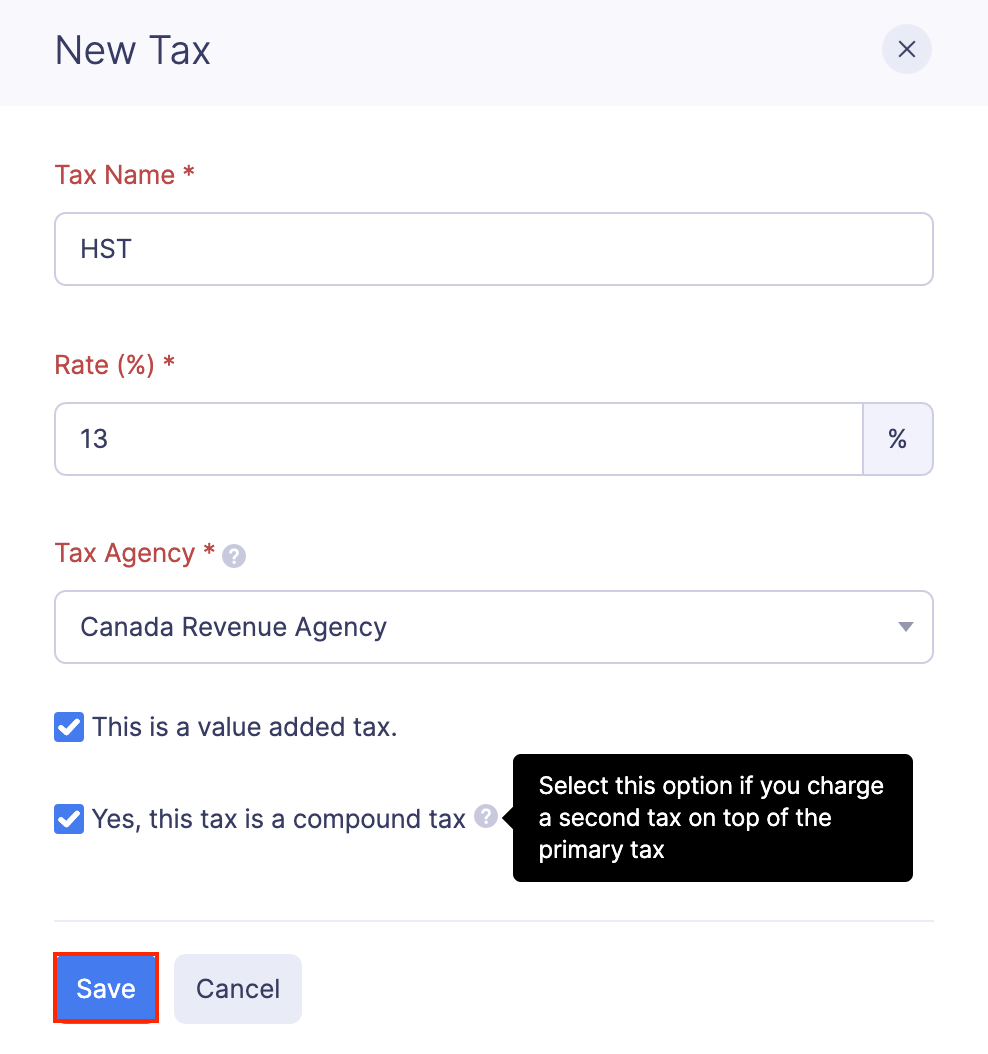 Add a New Tax