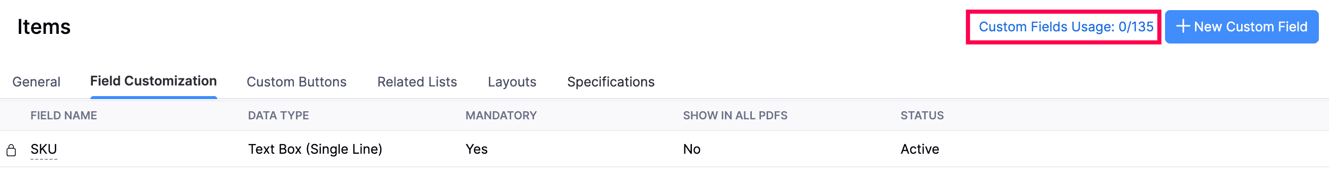 Custom Field Usage