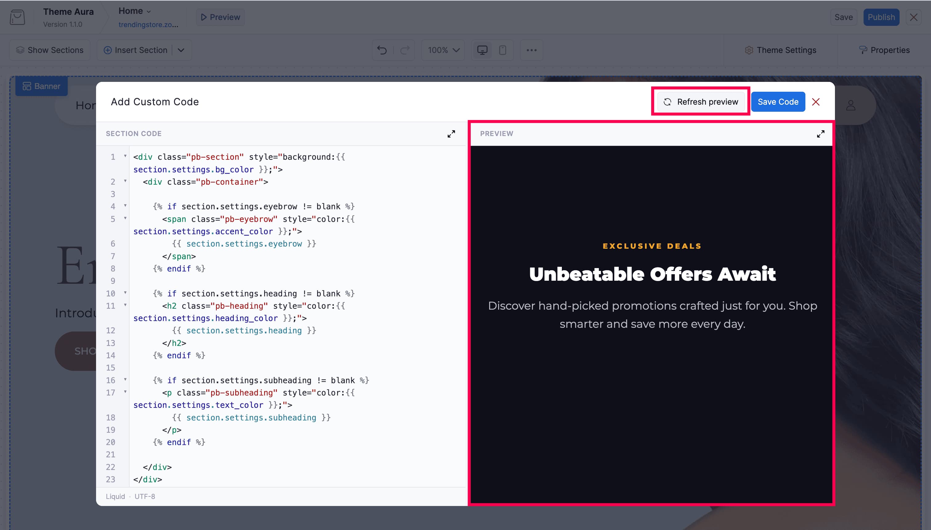 Custom Code Editor with Preview