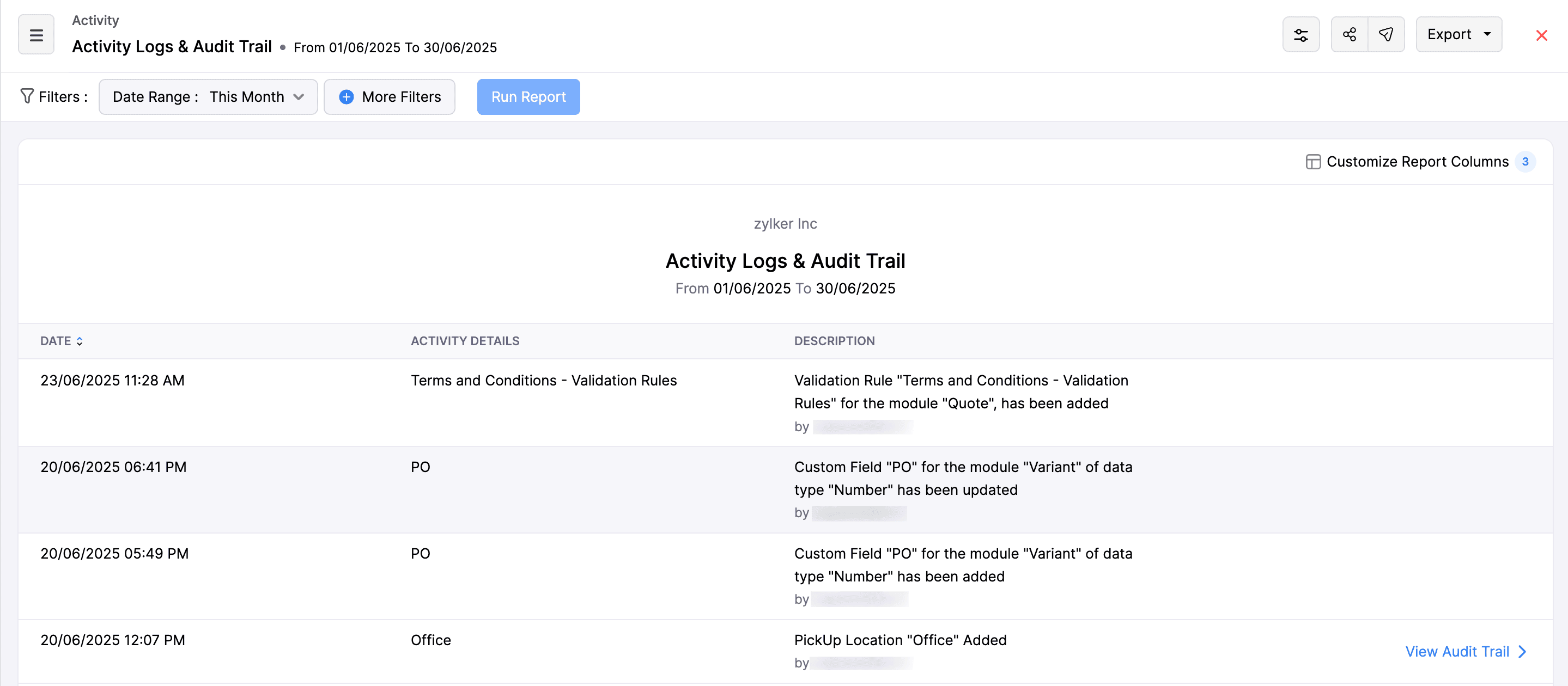 Activity Logs