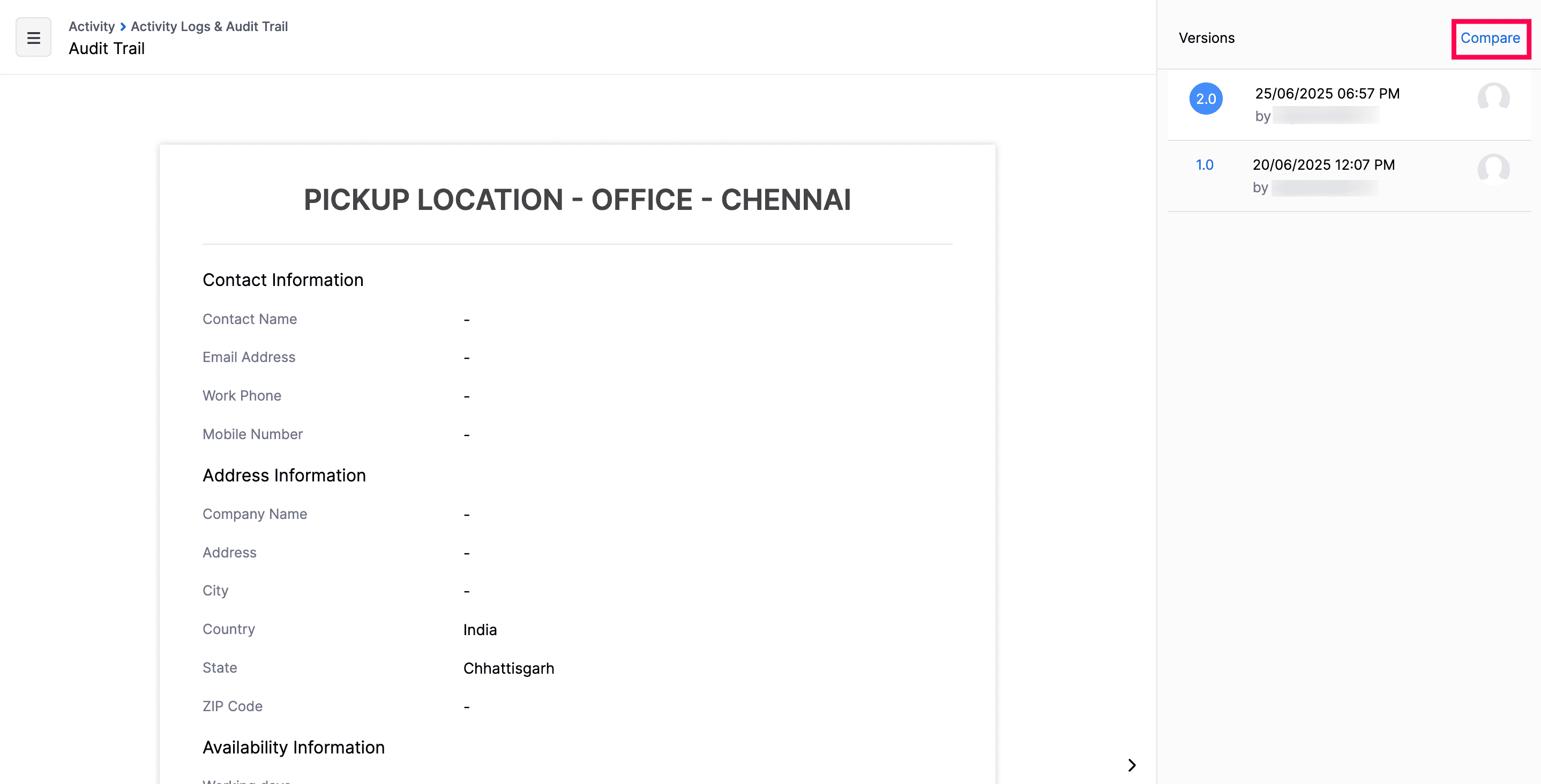 Compare Audit Trail