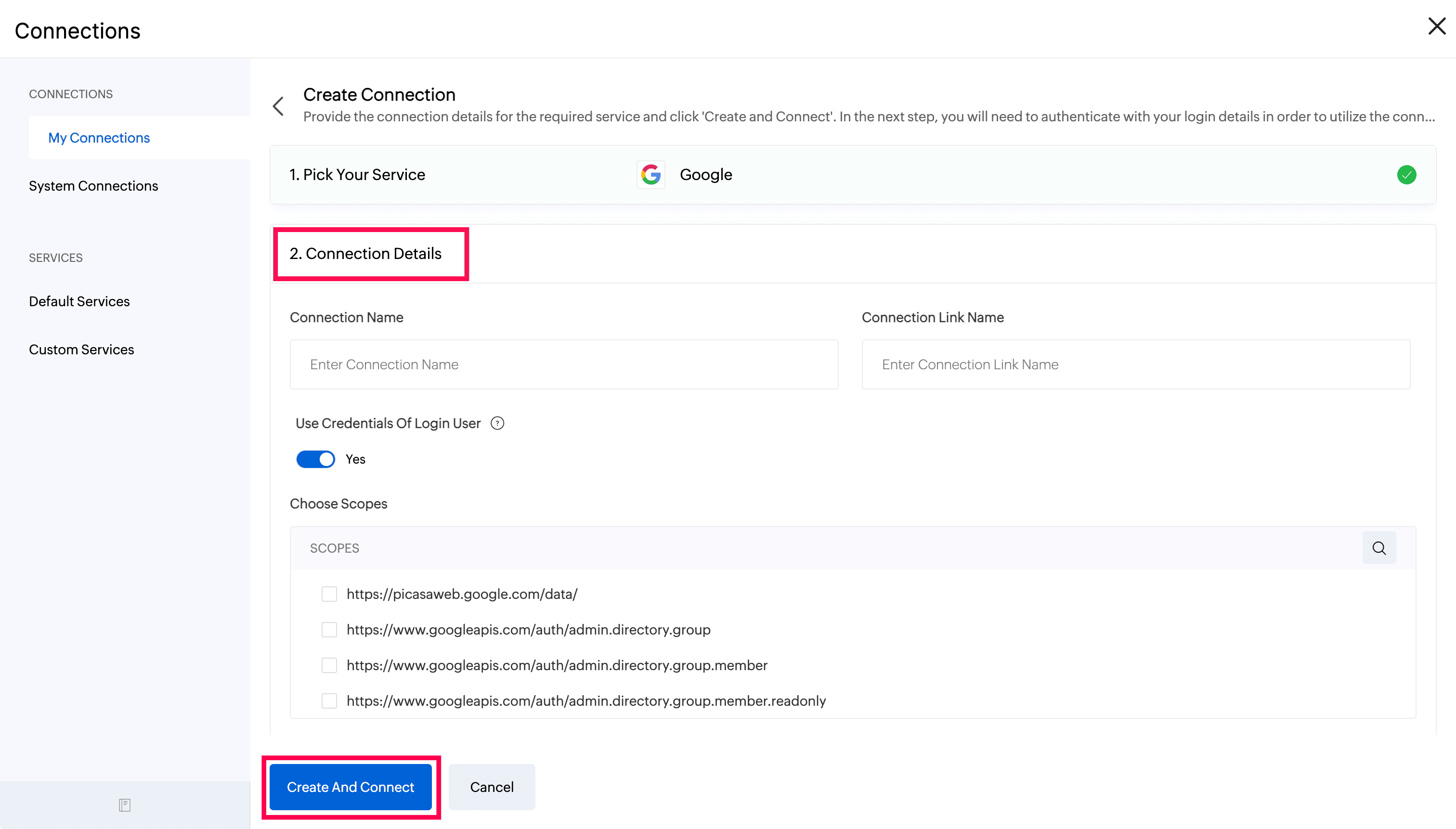 New predefined connection