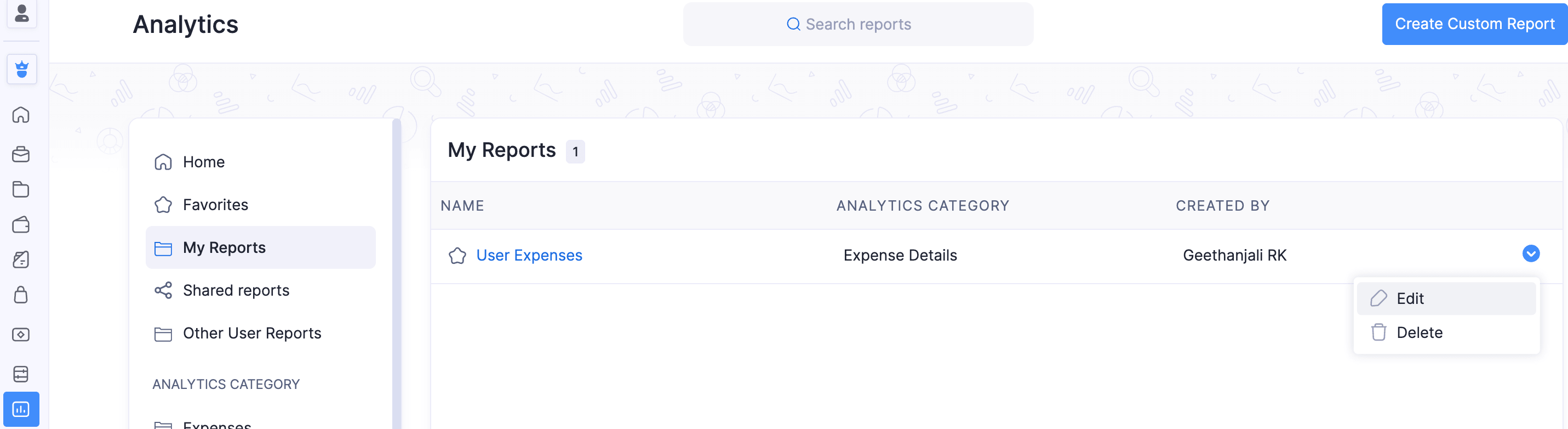 Edit Custom Report