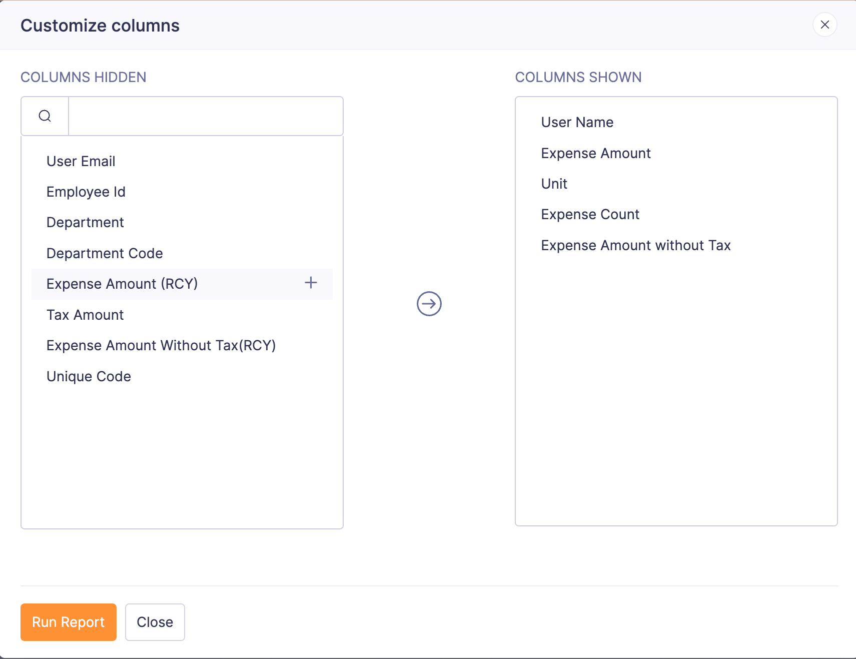 Customize Columns