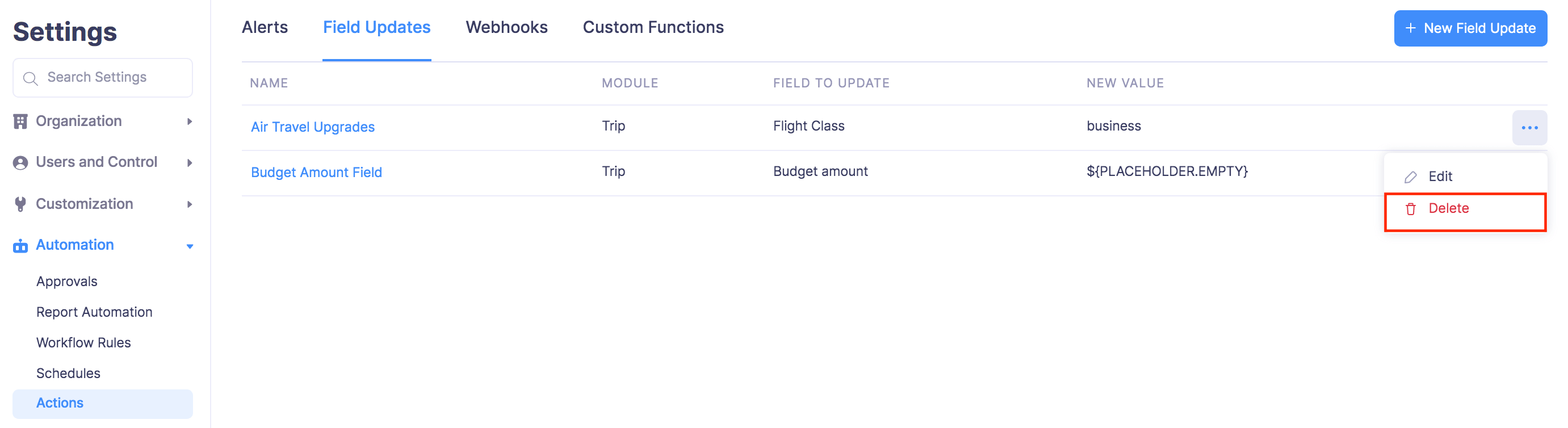 Edit Webhook