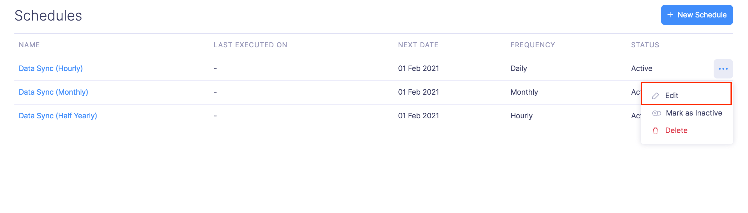 Edit Schedule