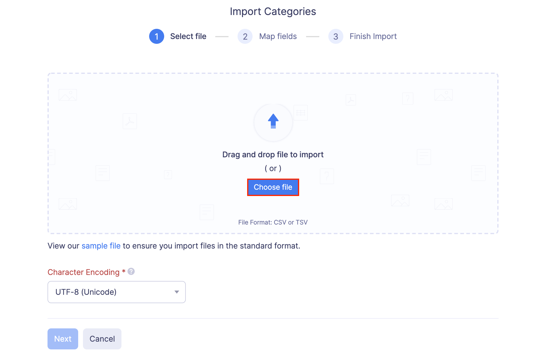 Import Categories