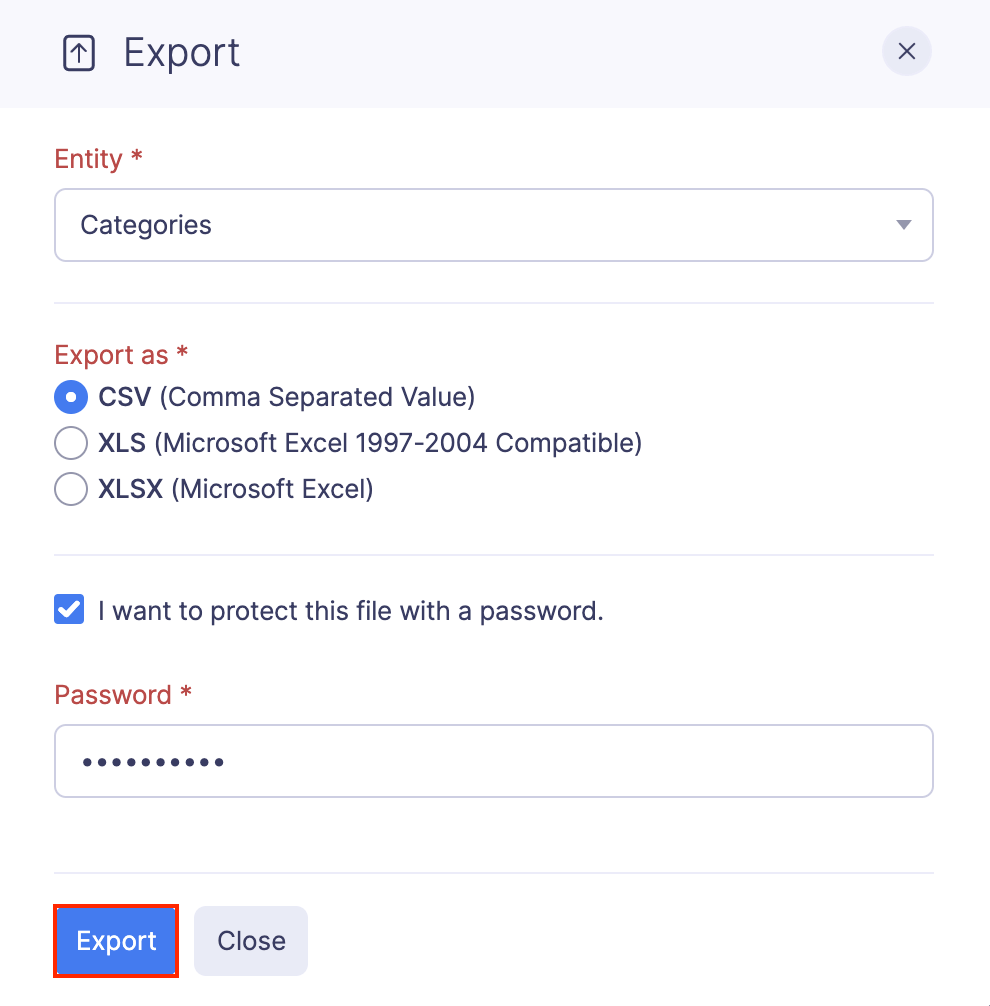 Export Categories