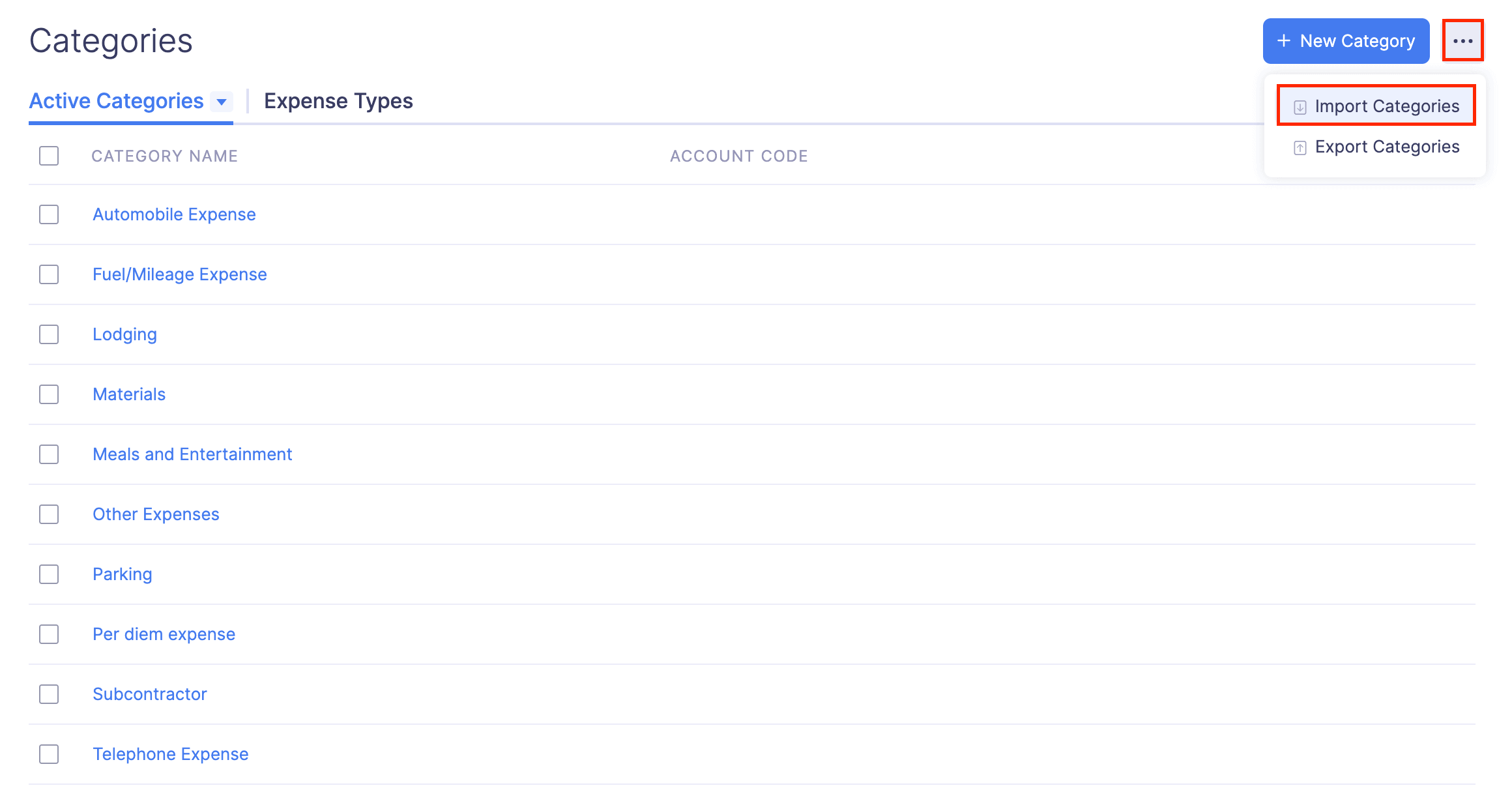 Import Categories
