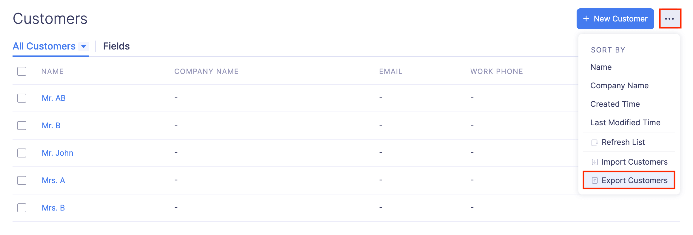 Export Customers