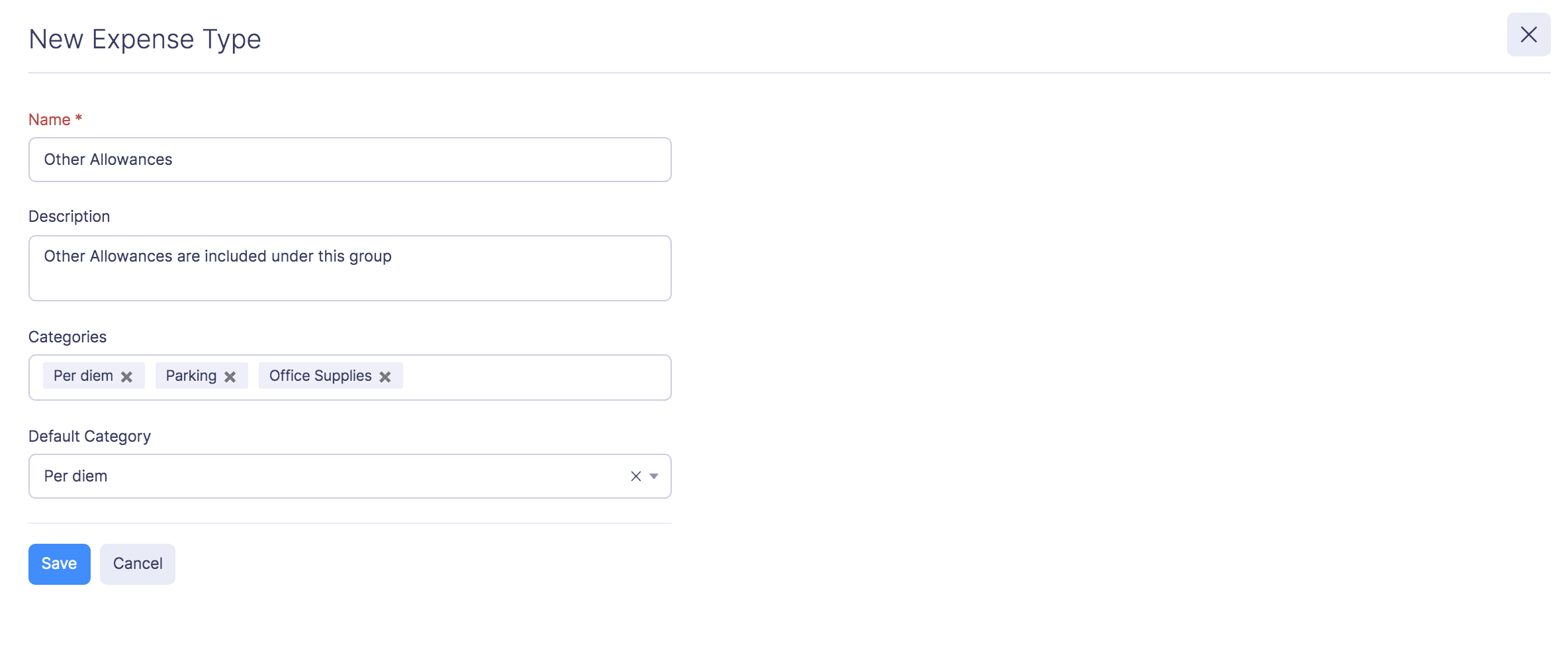 Create Expense Type