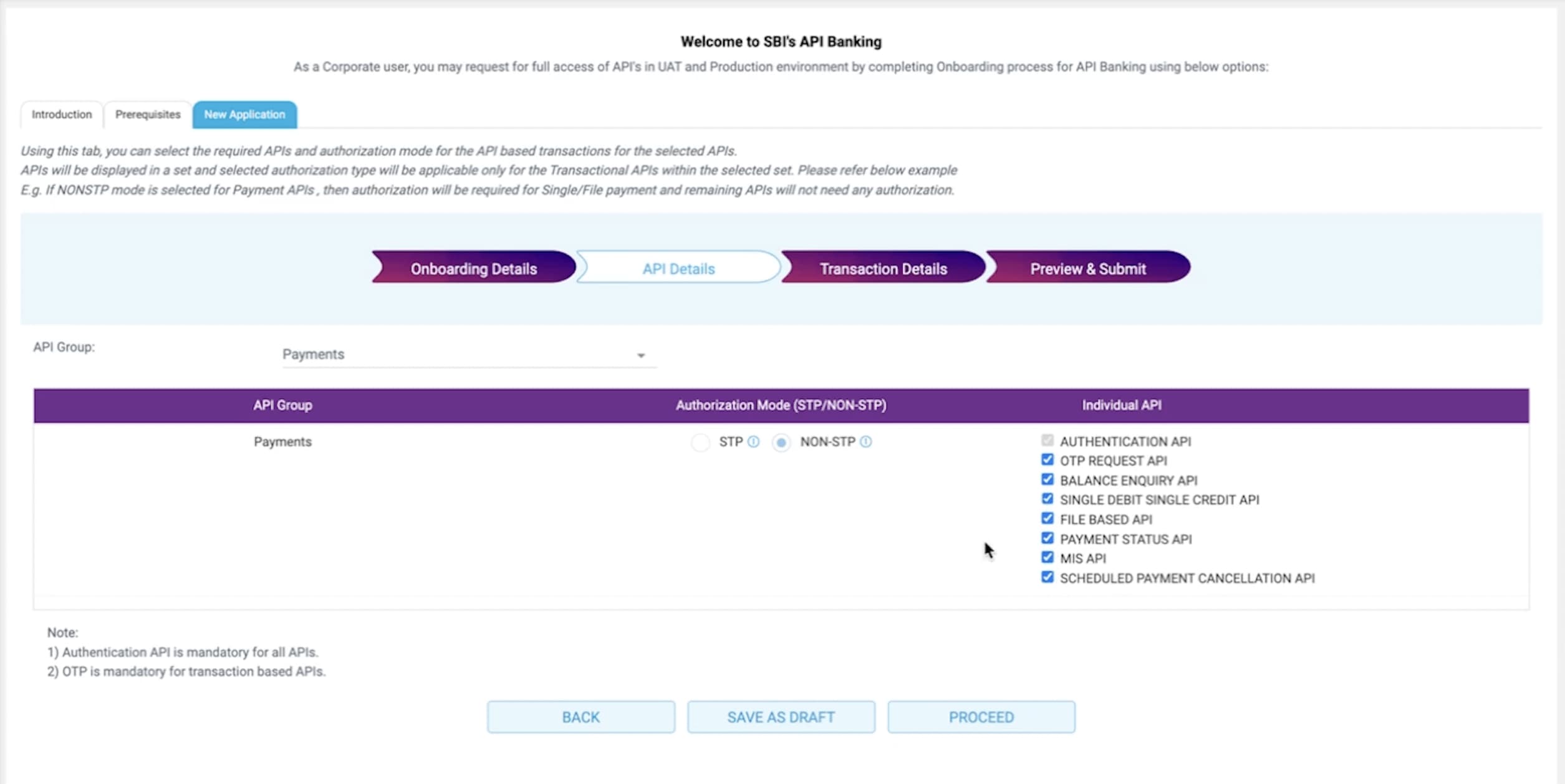 API Details section