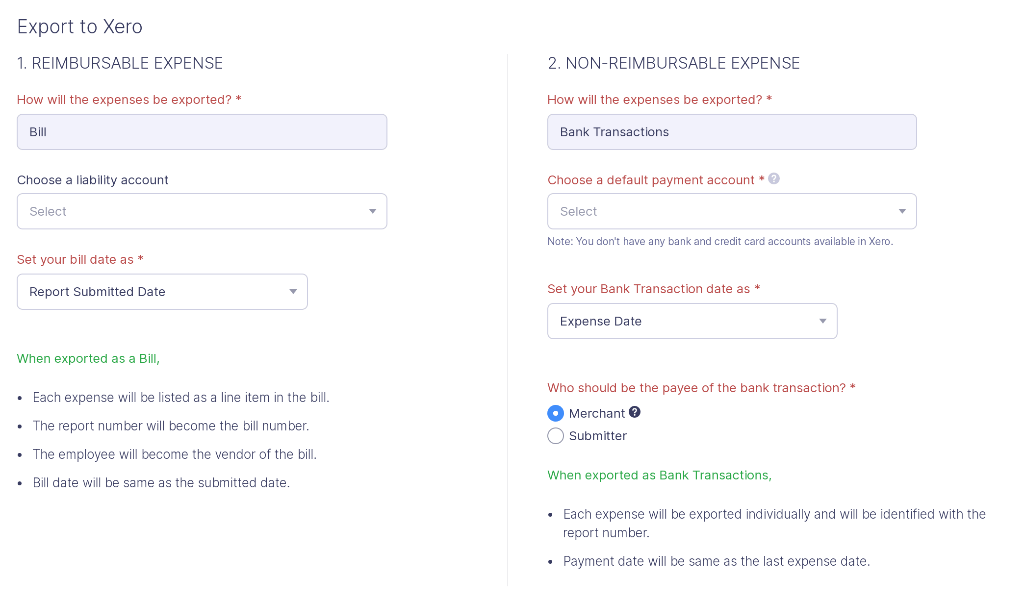 Export to Xero