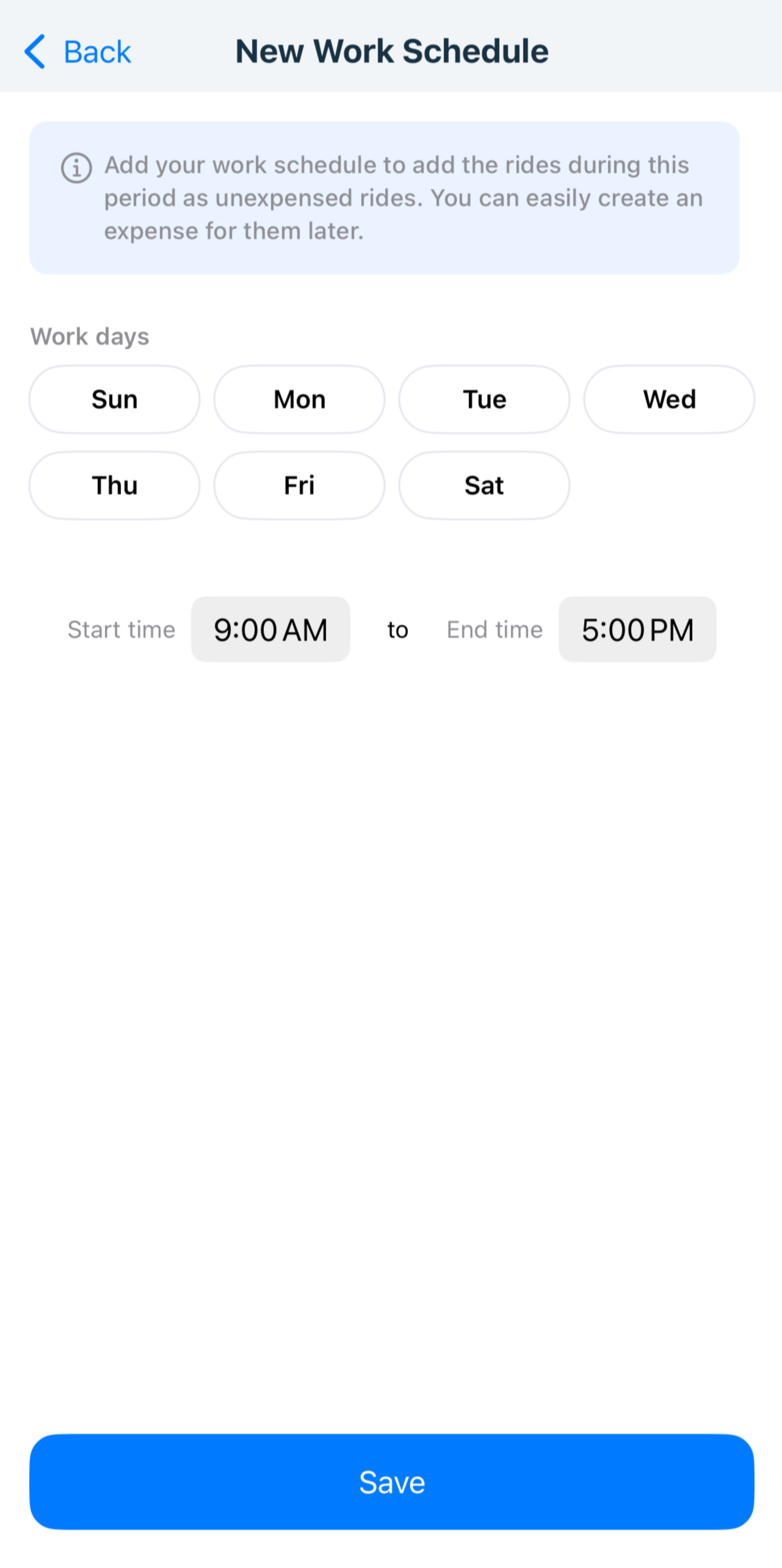 New Work Schedule