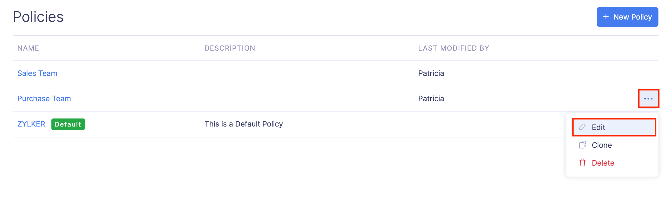 Edit Policy