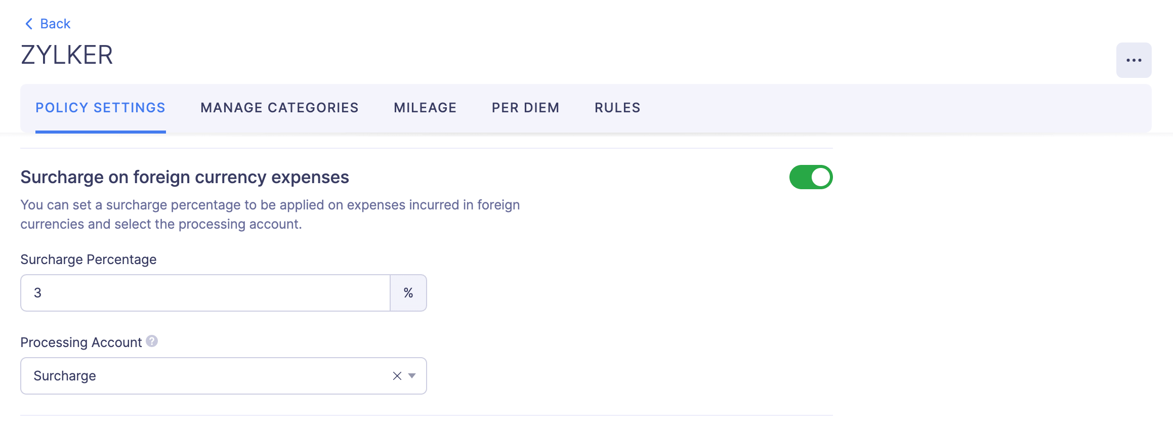 Configure Surcharge