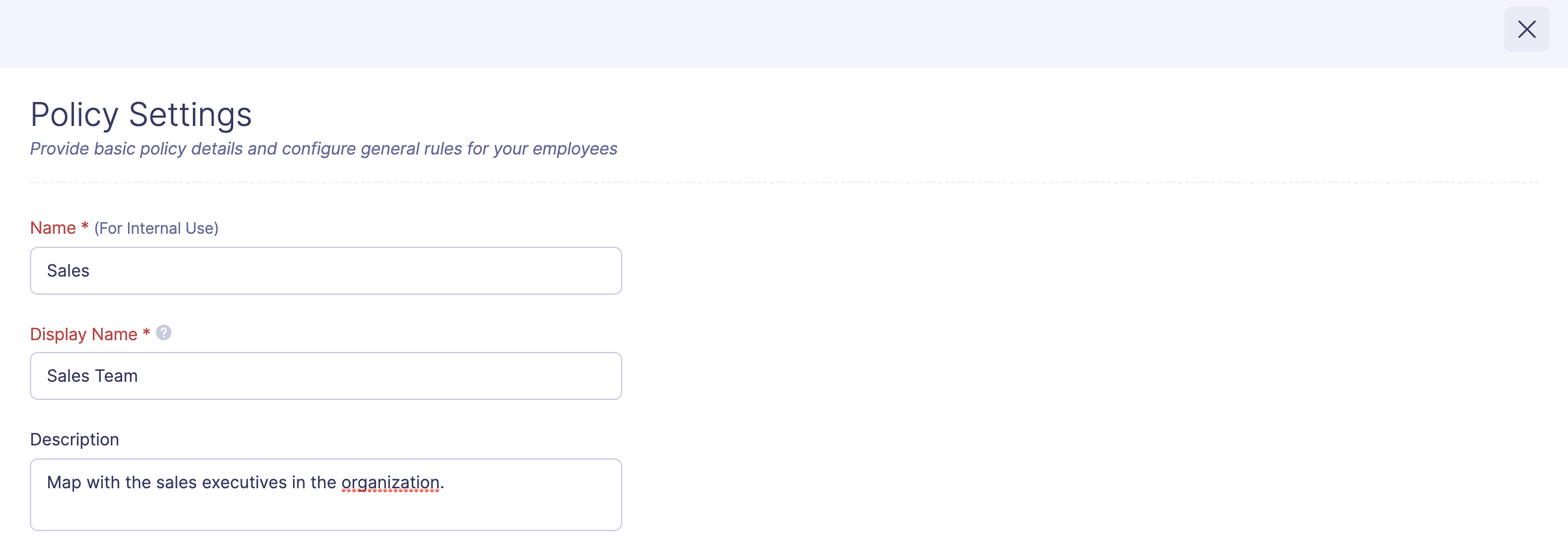 Policy Settings