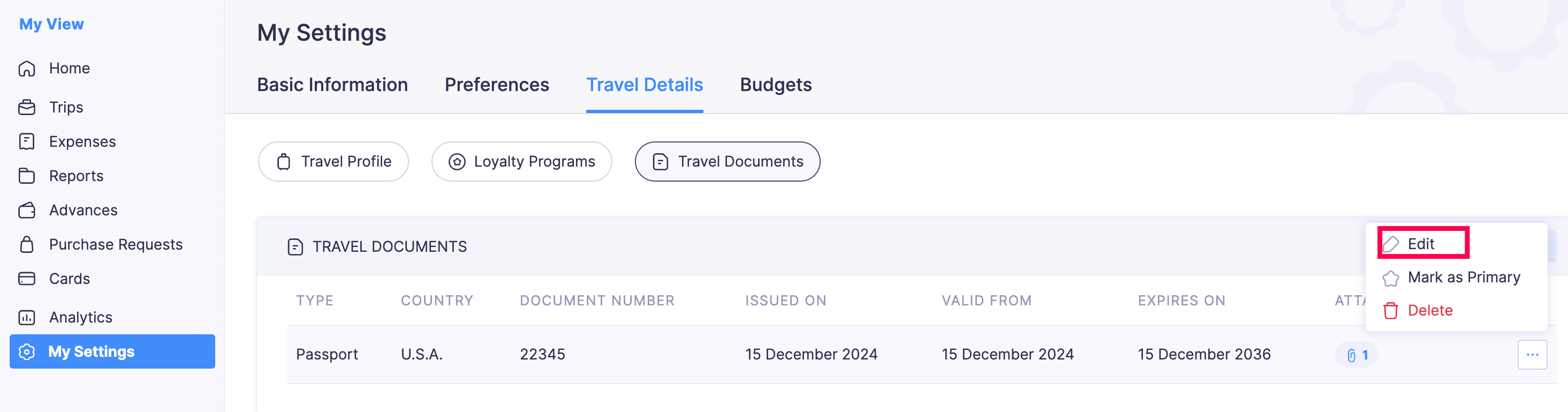 Travel Documents