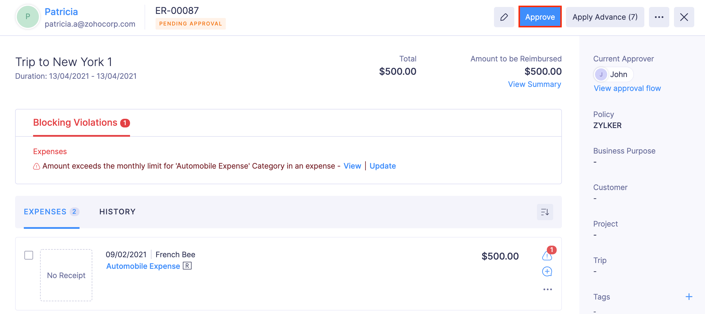 Pending Approval