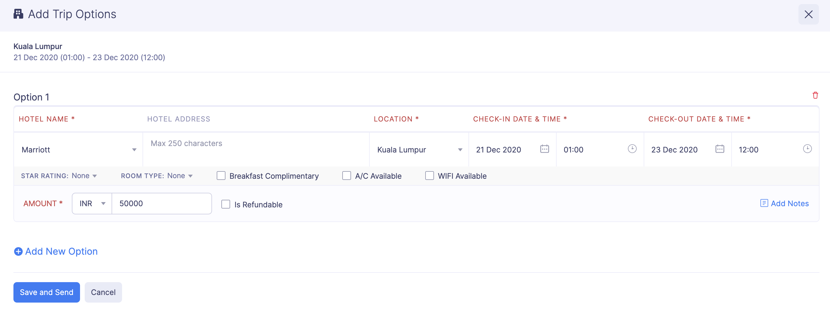Add Hotel Options