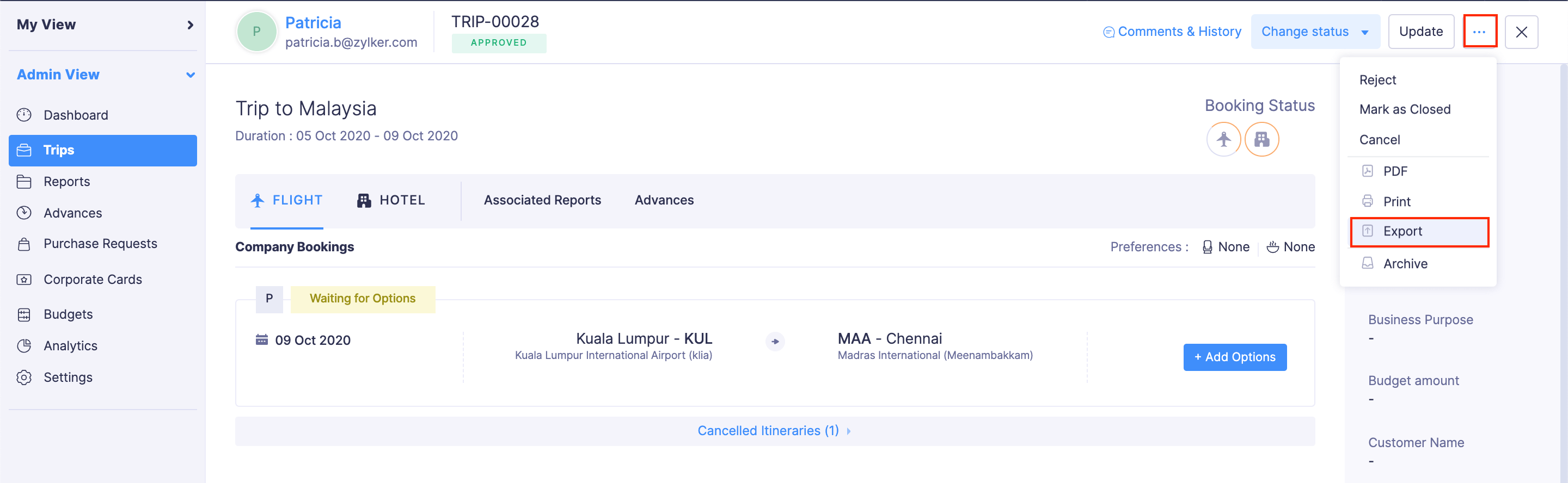 Export a Trip