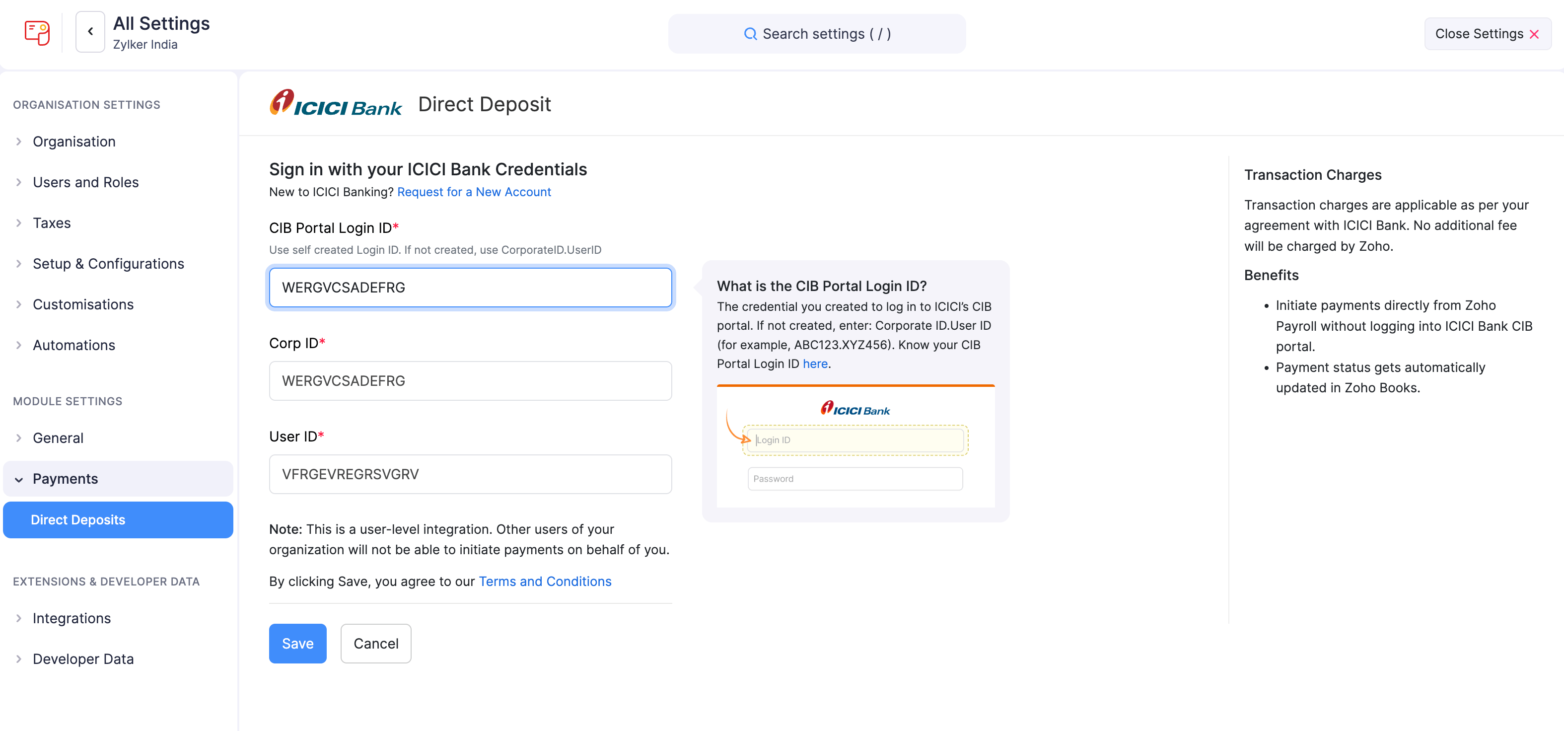 Provide Log in IDs