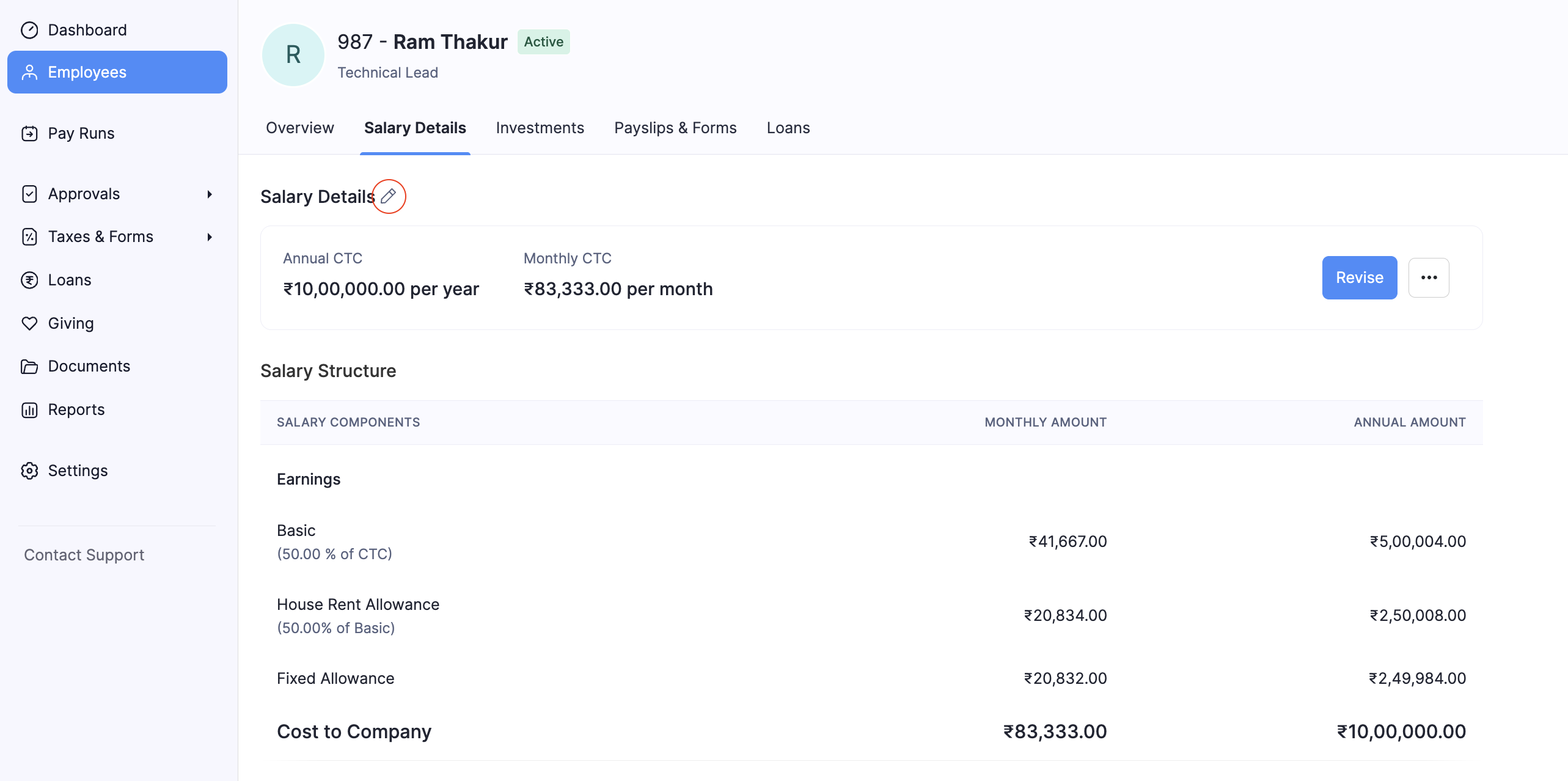 Update Salary