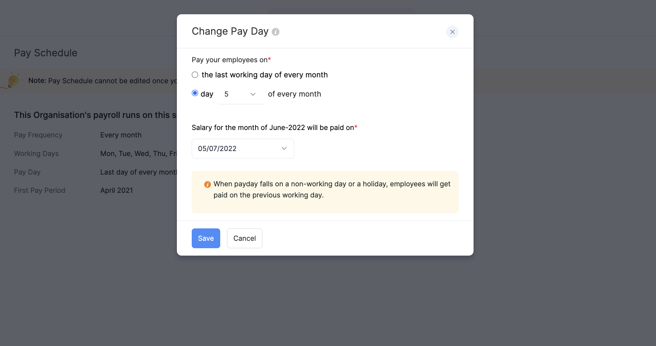 Update Pay Day