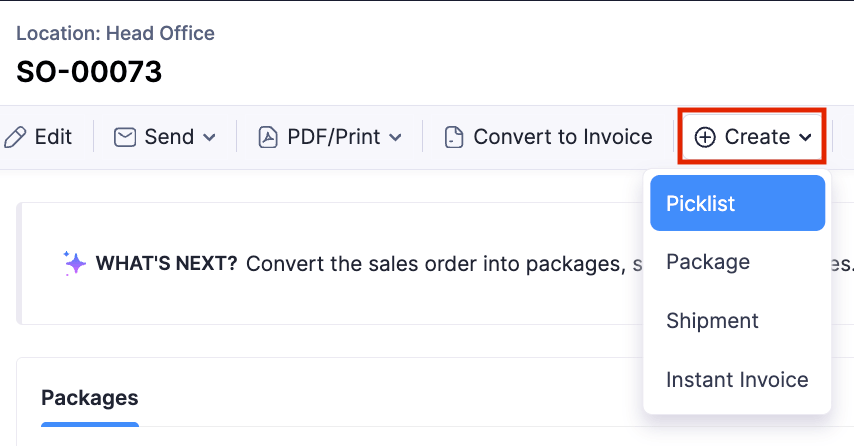 Create Picklist From Sales Order