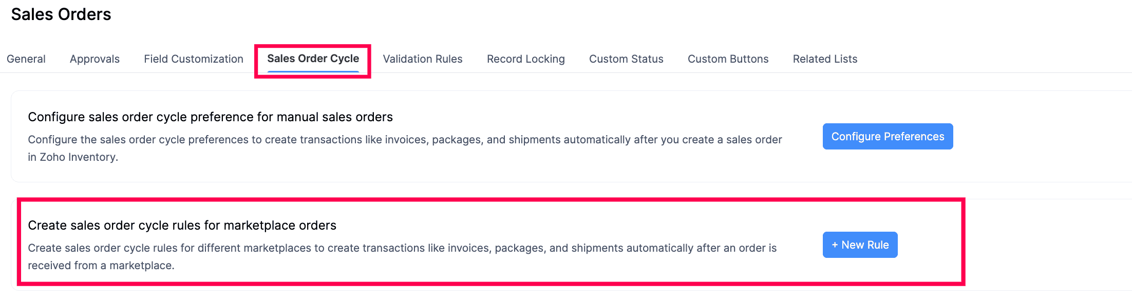 Configure SO Cycle