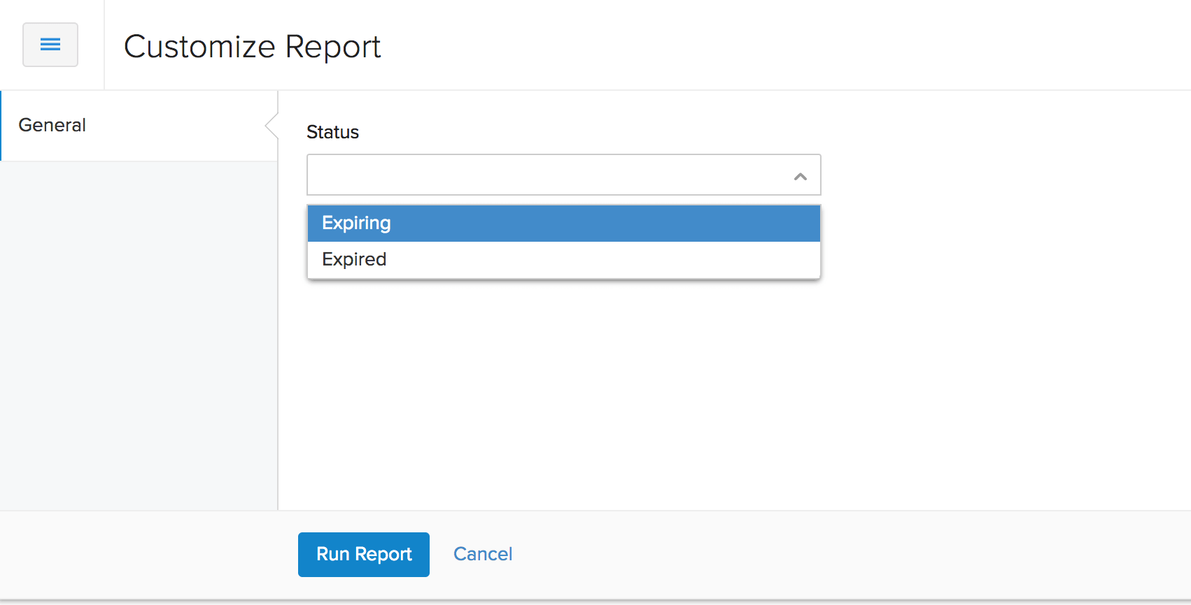Customize Card Expiry report