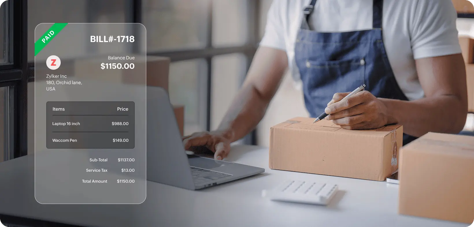 Easy invoice processing interface in Zoho Procurement