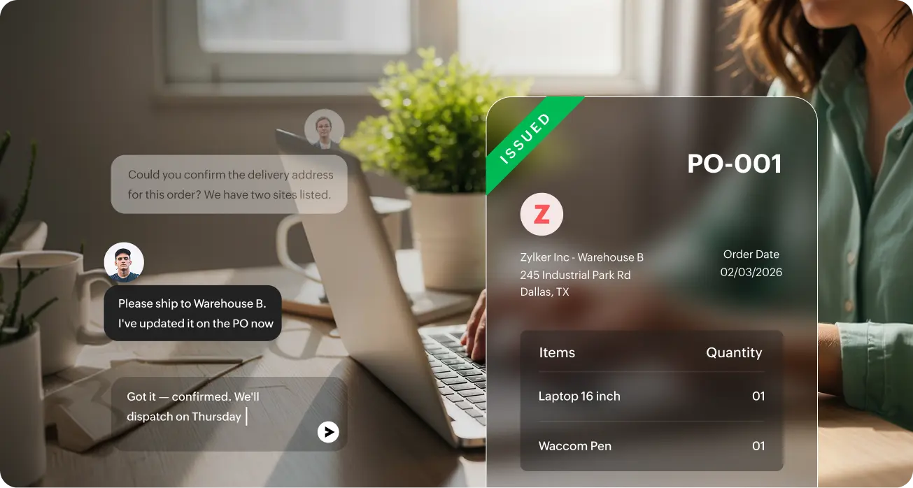 Transaction-based collaboration interface in vendor portal