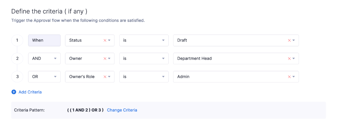Set Criteria