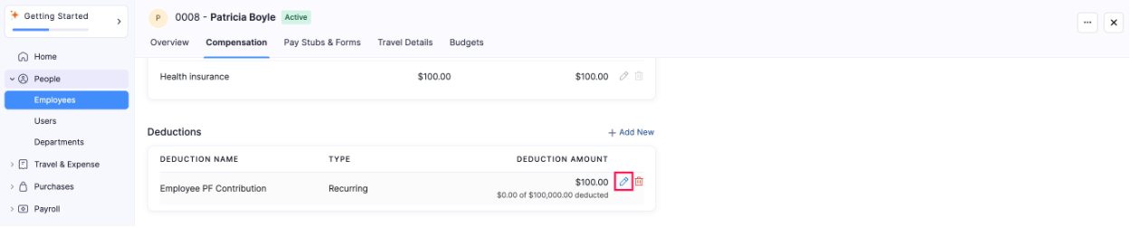 Edit a Deduction