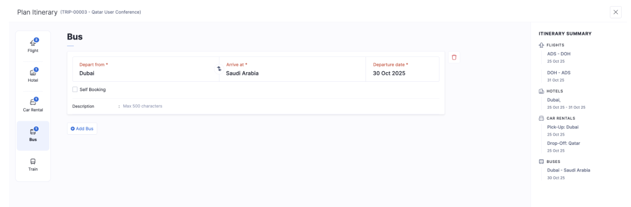 Add Itinerary