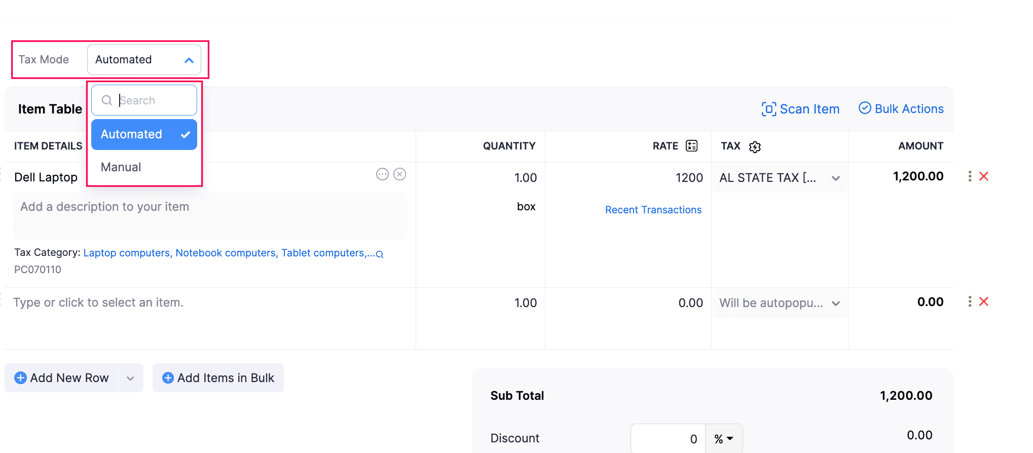 Switch Tax Modes